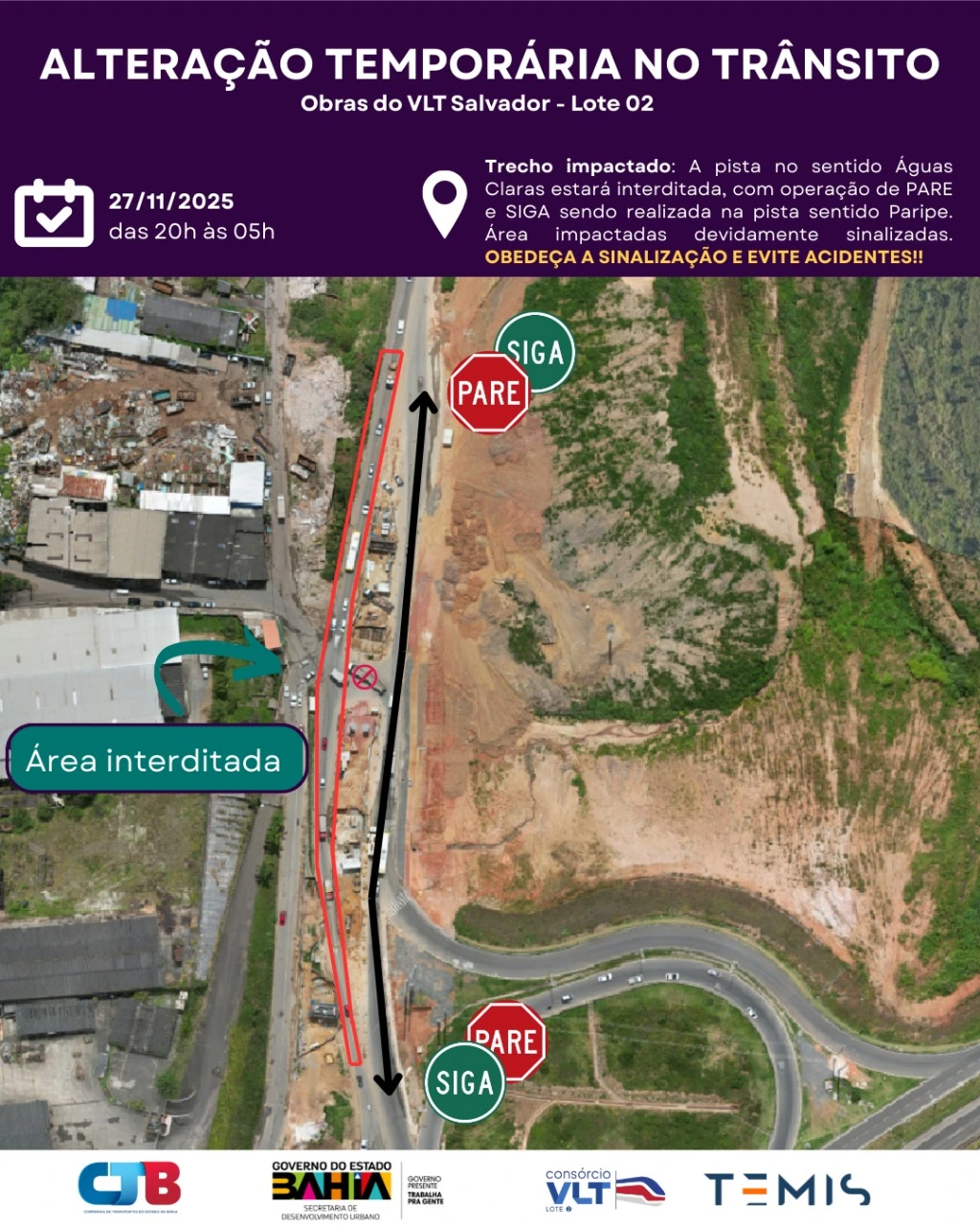 alteração vlt Obras do VLT interditam Estrada do Derba à noite para lançamento de vigas